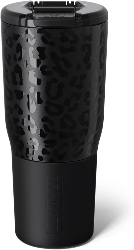 BrüMate Nav 25oz 100% Leak Proof Insulated Travel Tumbler with Magnetic BevLock™ Lid - Double Wall Cup-Holder Friendly Stainless Steel Mug (Onyx Leopard)