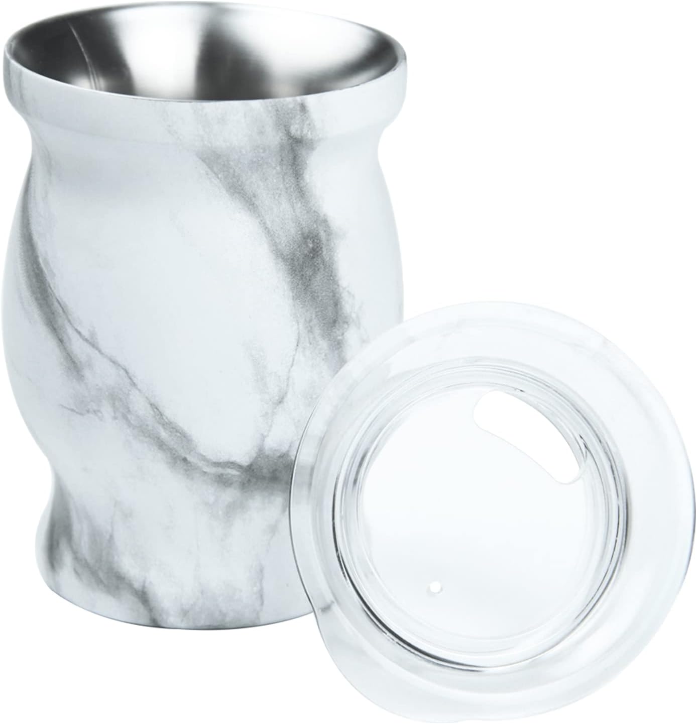 LA FEE Yerba Mate Natural Gourd/Tea Cup Set Brown (Original Traditional Mate Cup - 8 Ounces)，Includes Yerba Mate Straw & Cleaning Brush，Stainless Steel | Double-Walled | Easy to Clean (White)