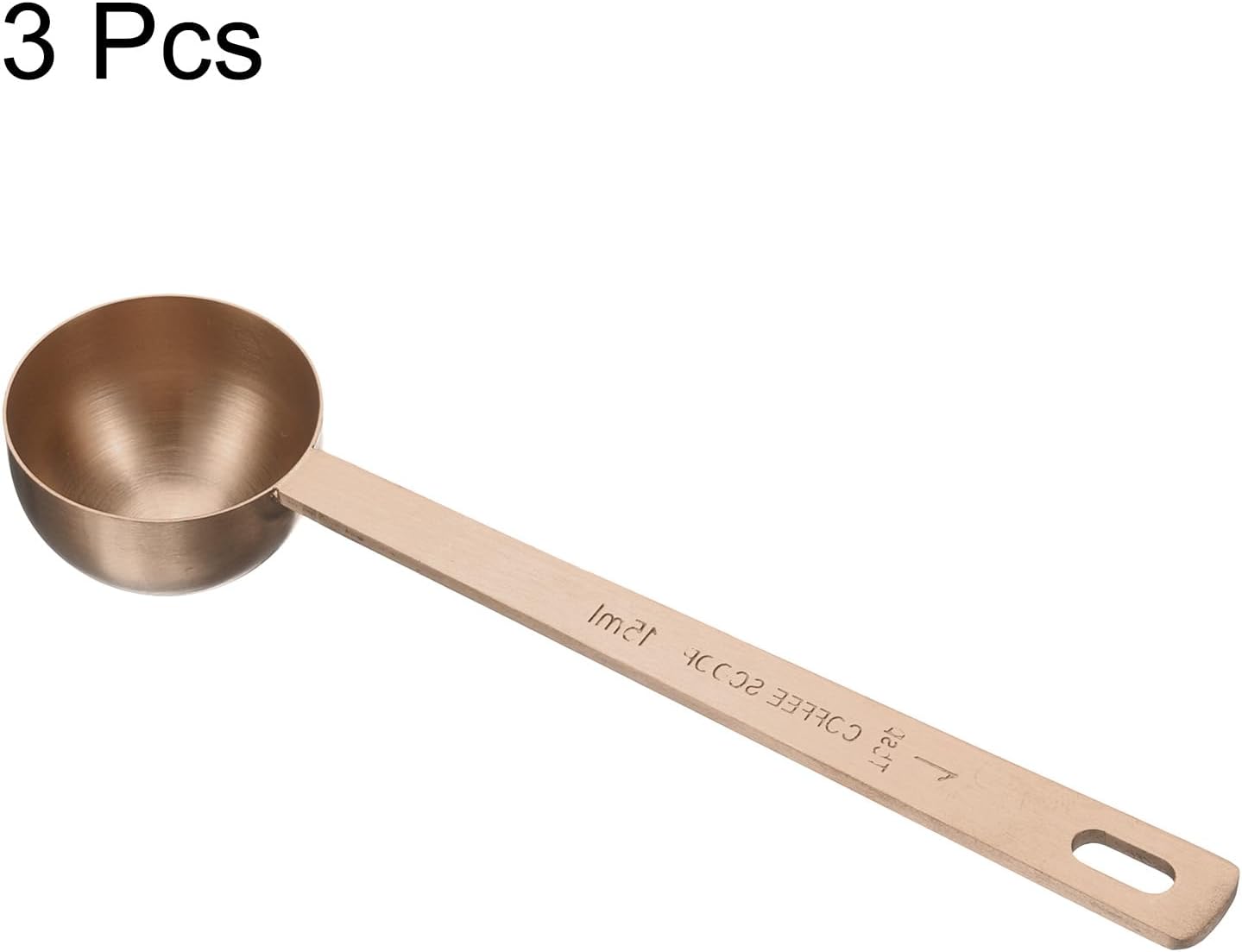 HARFINGTON 3pcs Coffee Scoop Spoon 1tbsp (3tsp, 15ml) 304 Stainless Steel Long Handle Teaspoon/Tablespoon Measuring Spoons Scoops for Tea Sugar Kitchen, Rose Gold