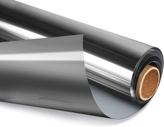 HIDBEA One Way Privacy Window Film, Daytime Mirror Reflective Heat Control UV Sun Blocking Non-Adhesive Static Cling Window Tint for Home and Office(Black-Silver, 55.1 Inch x 16.4 Feet)