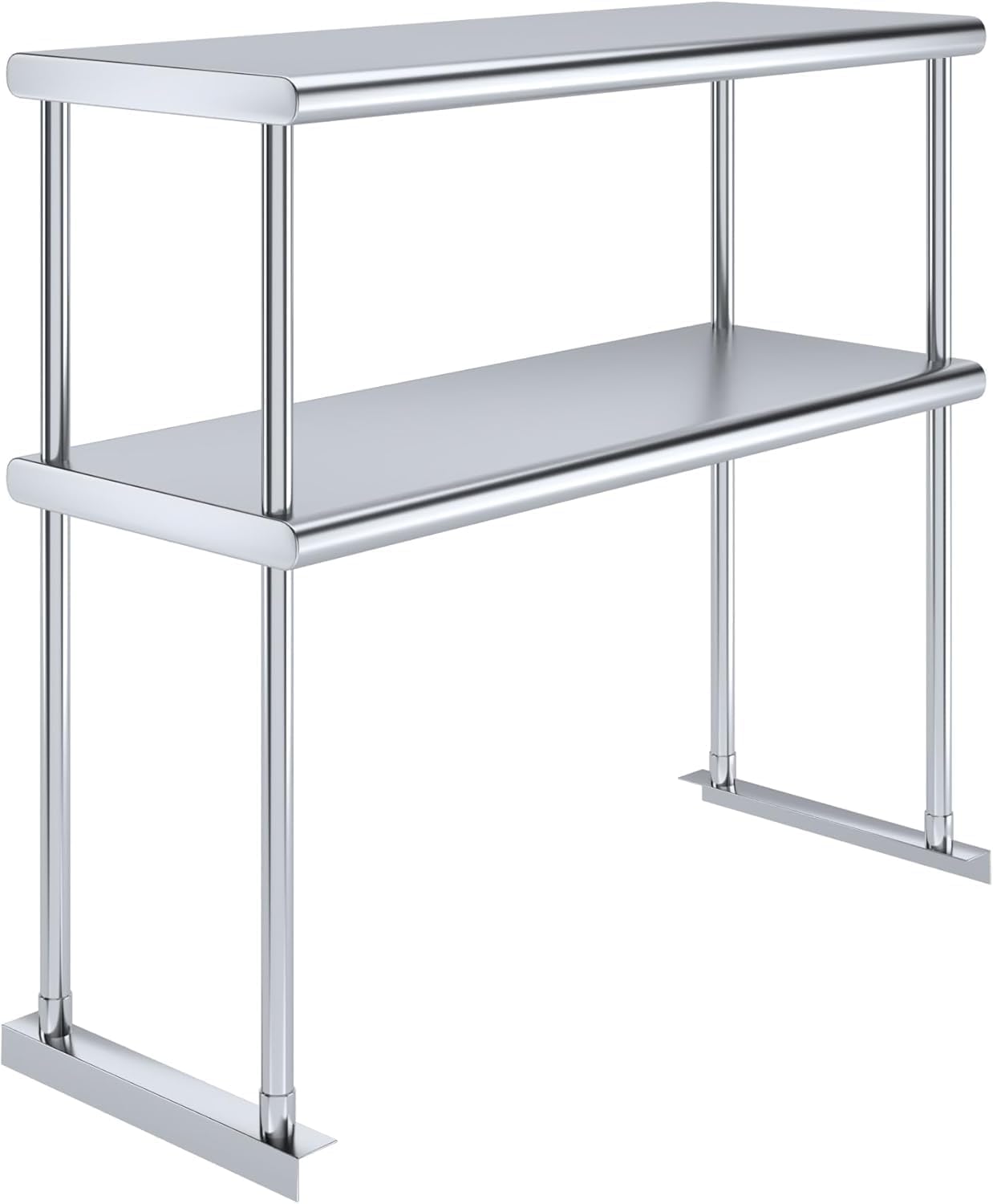 NSF Certified 18 Gauge Heavy Duty Stainless Steel Double overshelf with Brackets for Kitchens, Utility Rooms, Storage, Offices & Home