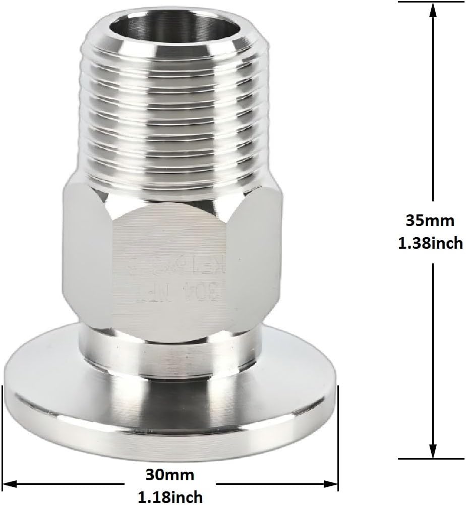 SS304 KF16 NPT Male Adaptor thread 3/8" NW16 KF Male coupling ISO-KF16 X NPT 3/8"