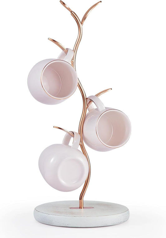 Mug Holder, Countertop Mug Tree, Coffee Mugs & Tea Cup Storage Rack, Coffee Counter Bar Accessory & Kitchen Organizer