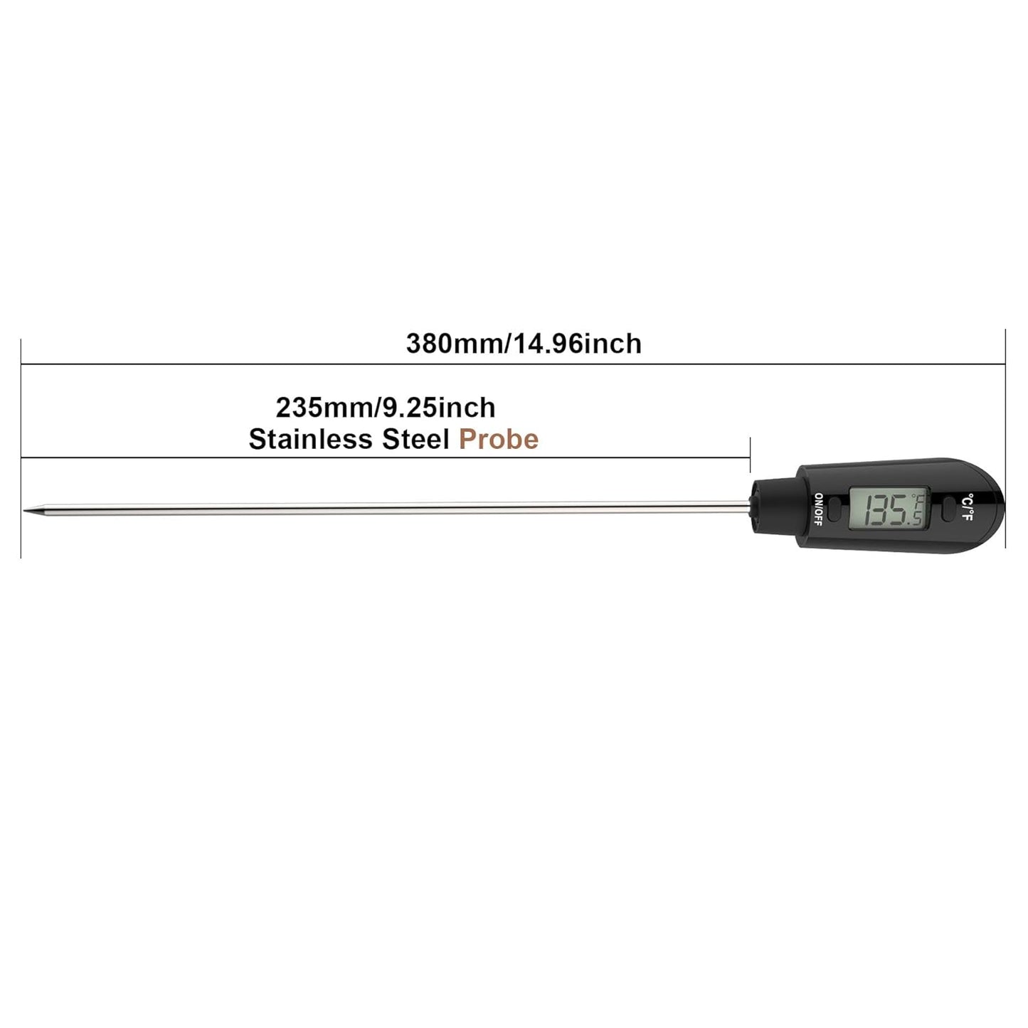 Efeng Digital Meat Thermometer Candy Thermometer Spatula Thermometerwith Pot Clip & 9" Probe – Fast Instant Read Digital Food Thermometer for Candy Chocolate Jam Meat, BPA Free Silicon Frying