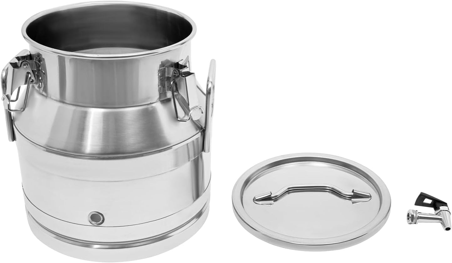 Stainless Steel Milk Bucket with Faucet, with Sealing Lid,Large Liquid Container Storage Keep Food Dry and Fresh for Milk and Wine (20L/5.3Gal,w/Faucet)