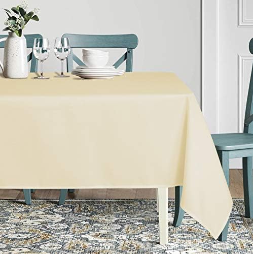 sancua Rectangle Tablecloth - 60 x 120 Inch - Stain and Wrinkle Resistant Washable Polyester Table Cloth, Decorative Fabric Table Cover for Dining Tables, Buffet Parties and Camping, Beige