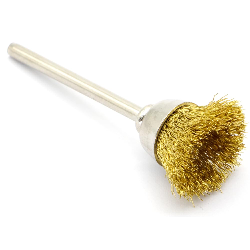 60-Piece Brass Wire Brush Set - Metal Rust Removal, Polishing, Cleaning - 1/8″ (3mm) Shaft - Removes Burrs, Dust, and Oxide Layer - Handles Rough Surfaces - Rotary Tool Accessories