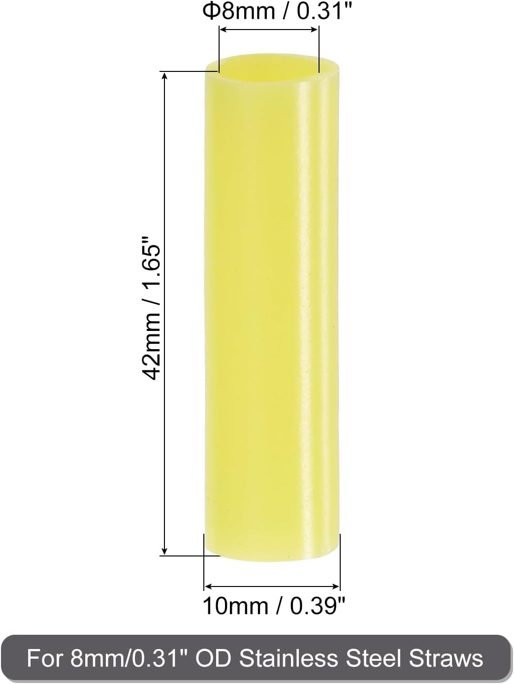 uxcell 20Pcs Silicone Straw Tips, Metal Straw Covers, Soft Reusable Straws Tips Fit for 8mm/0.31" OD Stainless Steel Straws (Yellow)