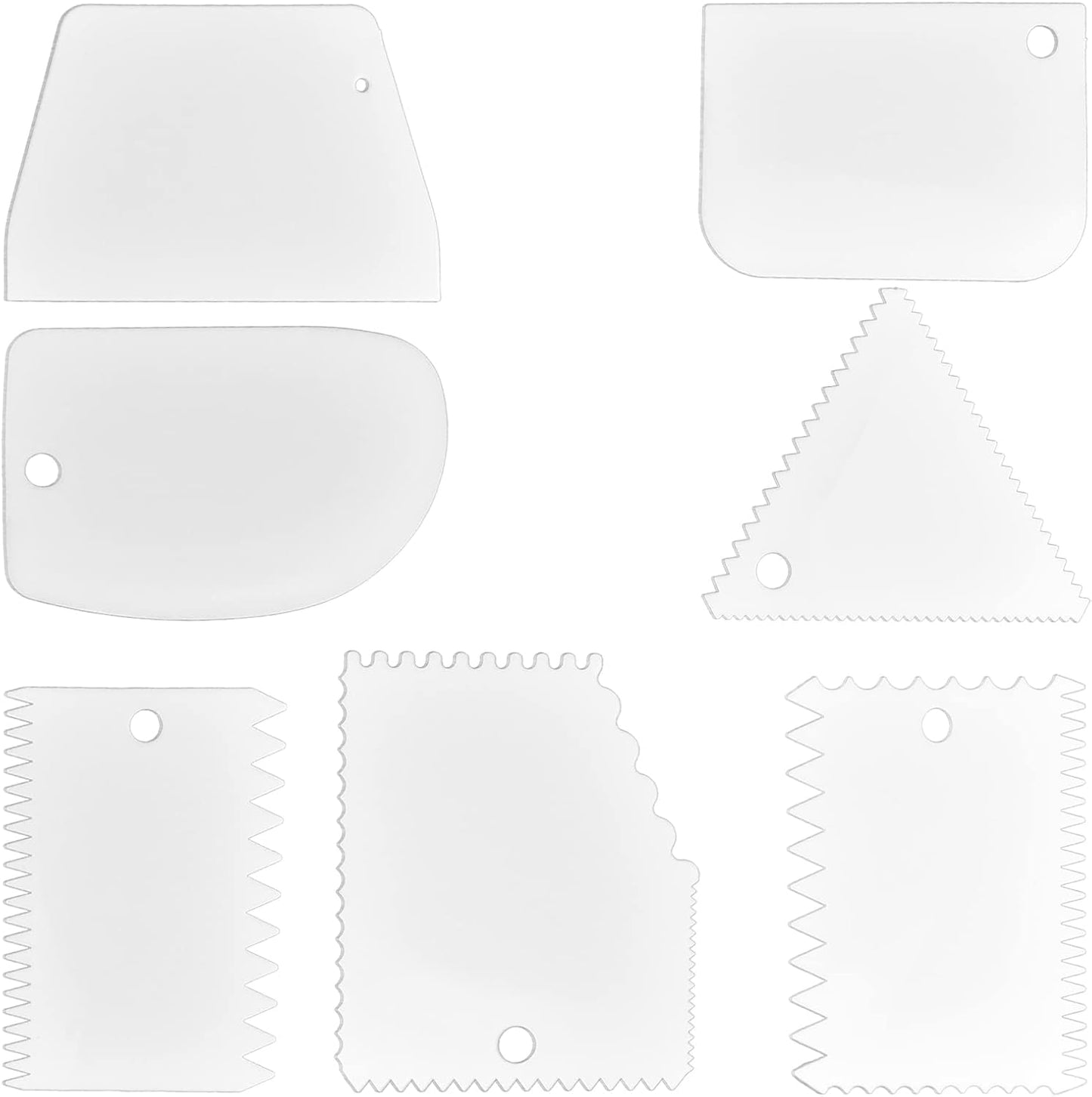 Cake Scraper Cake Decorating Tools, 7 Pcs Dough Scraper Bowl Scraper Cutters Flexible Cake Icing Smoother for Cake Bread Dough Multipurpose Food