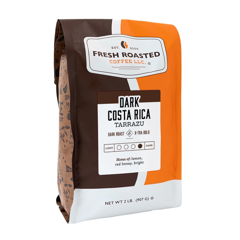 Fresh Roasted Coffee, Dark Costa Rican Tarrazu, 2 lb (32 oz), Dark Roast, Kosher, Ground