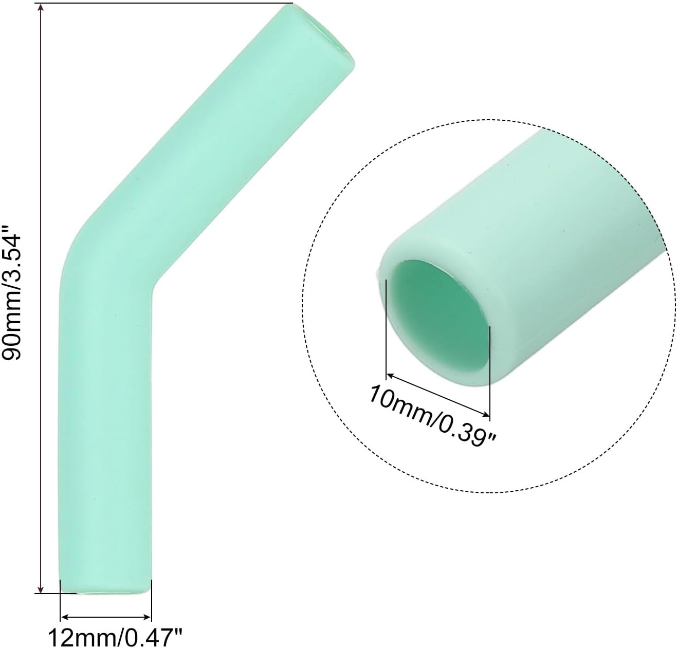 uxcell 6Pcs Silicone Straw Tips, Silicone Straw Elbows Tip, Soft Reusable Metal Straw Covers Fit for 10mm/0.39" OD Stainless Steel Straws, Mint Green