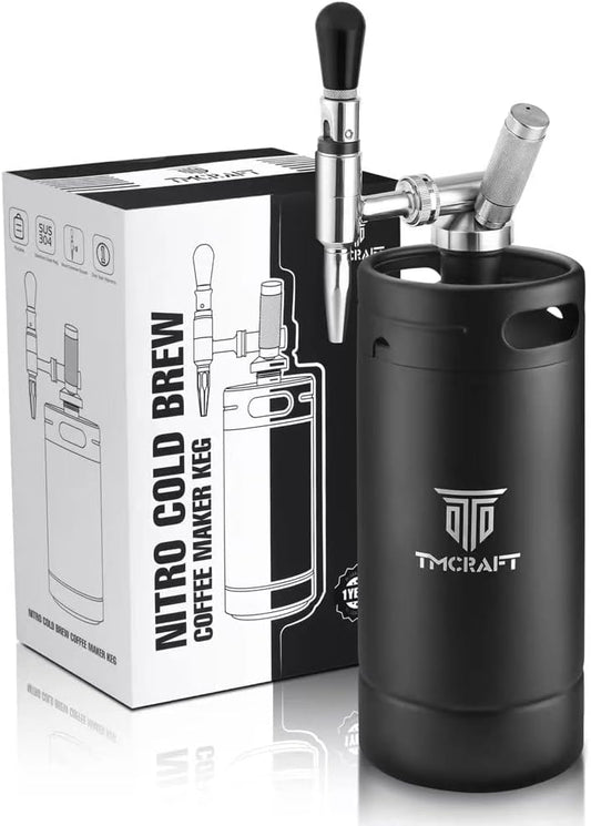 TMCRAFT 128oz Nitro Cold Brew Coffee Maker, Home Brew Coffee Keg with Stainless Steel Stout Creamer Faucet & Pressure Relieving Valve