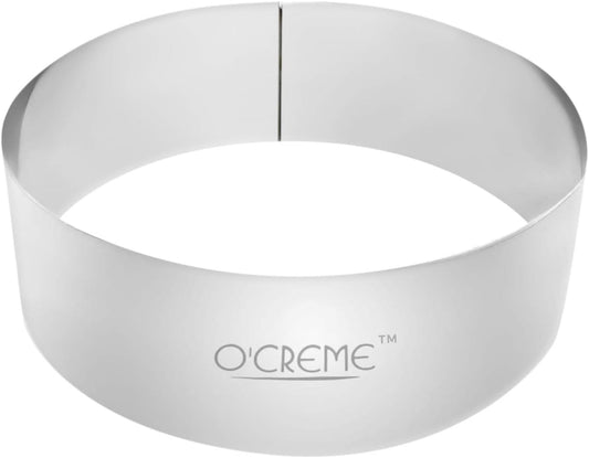 O'CREME Cake Ring Sturdy Stainless Steel Round Mousse Cake Ring Mold for Baking, Dessert Cake Decorating Pastry Rings 6 Inch Diameter x 2 Inch High