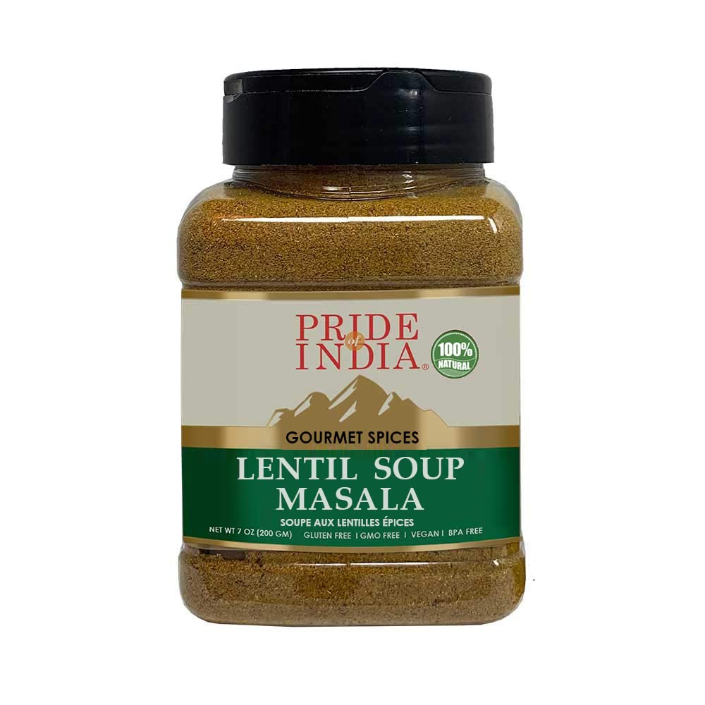 Pride of India - PACK of 6 - Lentil Soup Masala – Authentic Indian Taste- Spice Blend for Lentil Soups and Stews-Flavorful Mix-Easy to Use-7 oz. Medium Dual Sifter Jar- For Vegans & Vegetarians