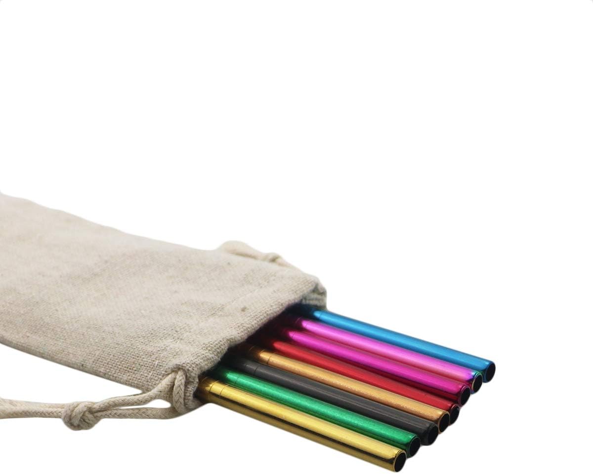 Gugrida Metal Straws Stainless Steel Straws 8.5" Drinking Straws Reusable 4 Set - Ultra Long Muti Color-Cleaning Brush for 20/30 Oz for Trail Tumblers Yeti RTIC SIC Ozark (2 Straight|2 Bent|1 Brush）