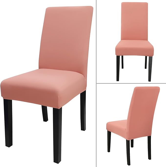 JQinHome Terra Cotta Chair Covers for Dining Room Set of 8, High Stretch Removable Washable Parsons Chair Slipcover for Home Party Hotel Wedding Ceremony (8PCS, Terra Cotta)