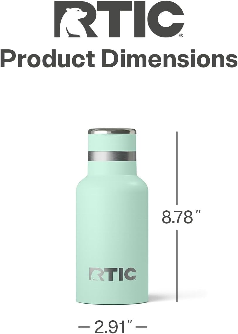 RTIC Little Journey Bottle with Straw, Insulated, Stainless Steel, Metal, Double Wall Vacuum-Insulation, Ceramic-Lined, Leak-Proof Lid, BPA-Free Water Flask for Sports, Travel, Fresh Mint