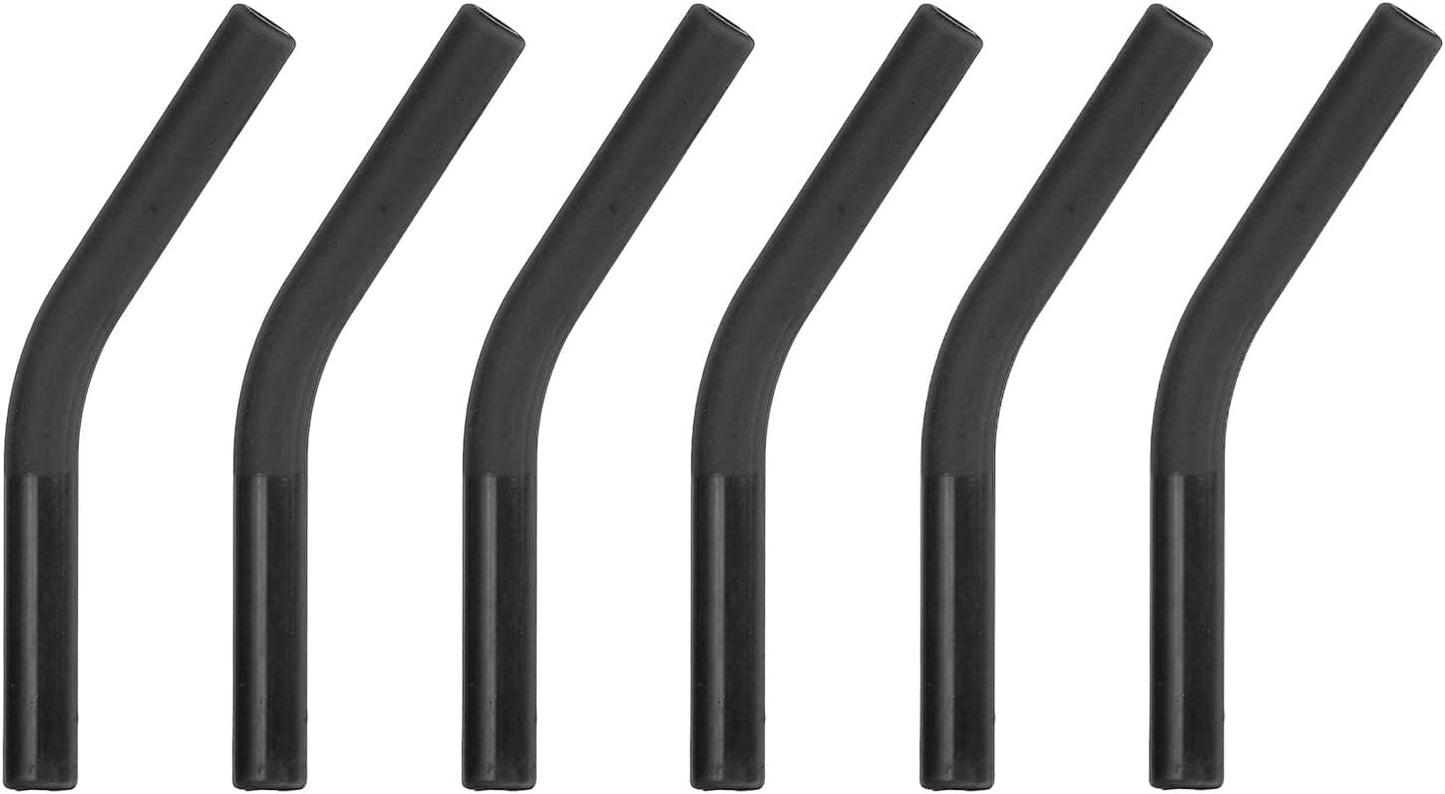 uxcell 6Pcs Silicone Straw Tips, Silicone Straw Elbows Tip, Soft Reusable Metal Straw Covers Fit for 6mm/0.24" OD Stainless Steel Straws, Black