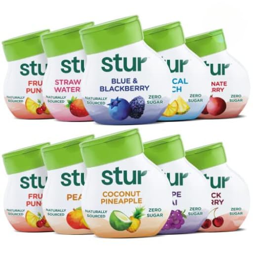 Stur Liquid Water Enhancer | The Ultimate 10-Pack Variety Pack | Naturally Sweetened | High in Vitamin C & Antioxidants | Sugar Free | Zero Calories | Keto | Vegan | 10 Bottles, Makes 240 Drinks