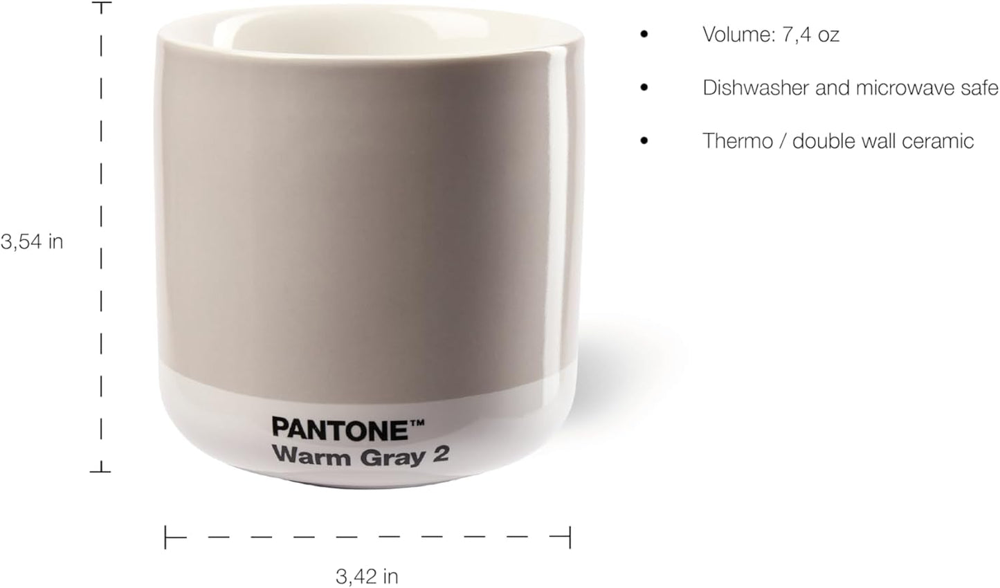 Copenhagen Design Pantone Latte Cup - Double Wall Thermo - Cappuccino Handleless Mug - 7.44oz/220ml, Light Pink 182