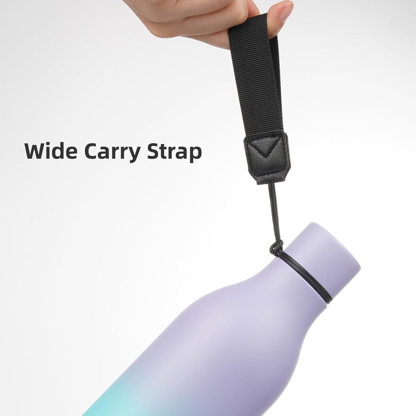 Insulated Water Bottle with Strap,25 oz Double Wall Stainless Steel Vacuum Bottles Metal Water Flask,Lavender Green