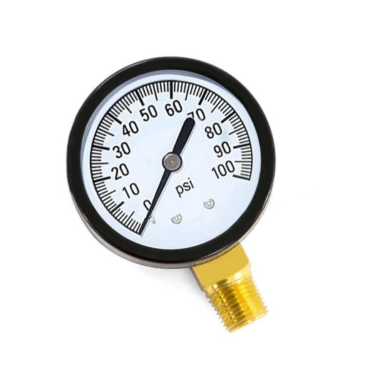1/4" NPT 100Psi Steel Economical All Purpose Pressure Gauge with Brass Internals 2" Dial Display Bottom Mount
