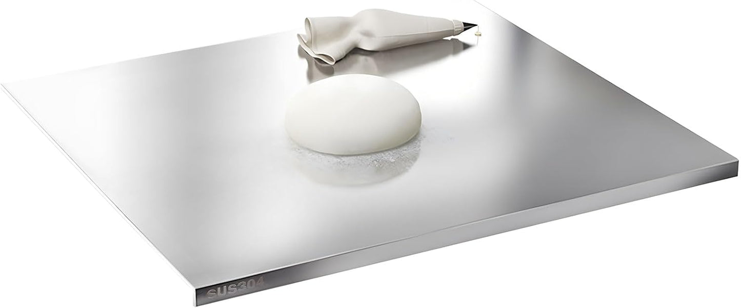 Stainless Steel Cutting Boards for Kitchen,304 Stainless Steel Chopping Boards with Lip and Non-slip silicone pad for Countertop Cutting Meats Fruits,Easy To Clean (15.7 * 19.6 * 0.06inch)