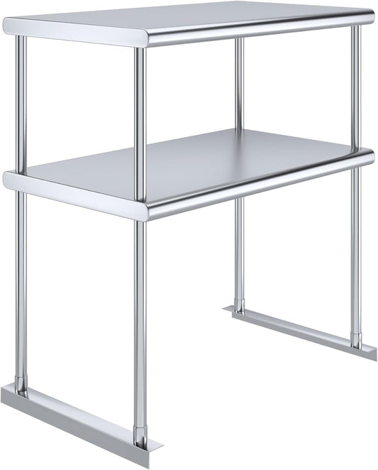 NSF Certified 18 Gauge Heavy Duty Stainless Steel Double overshelf with Brackets for Kitchens, Utility Rooms, Storage, Offices & Home