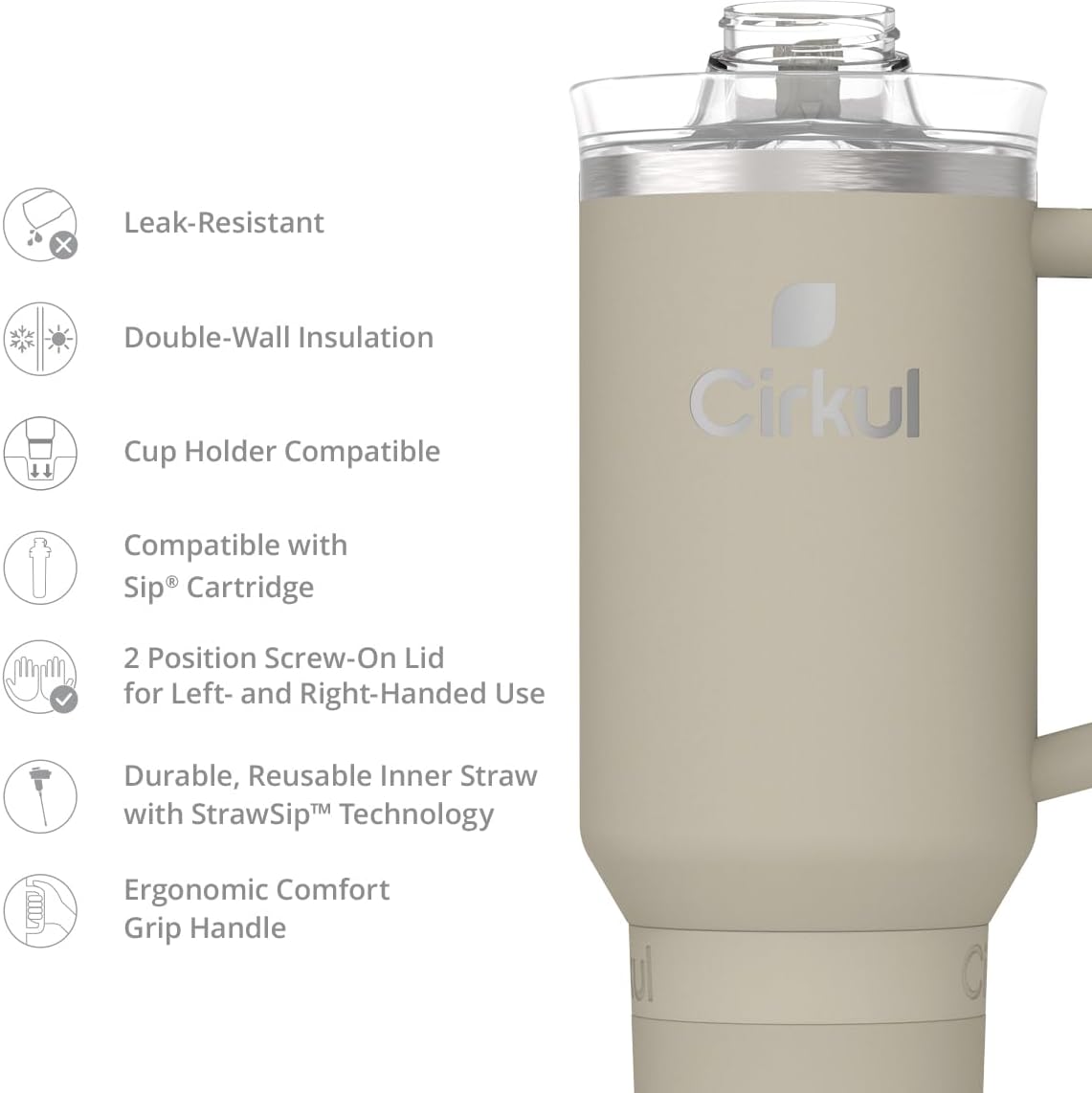Cirkul 40oz. Ranger Stainless Steel Tumbler with Handle, All-Day StrawSip™, Double-Wall Insulated
