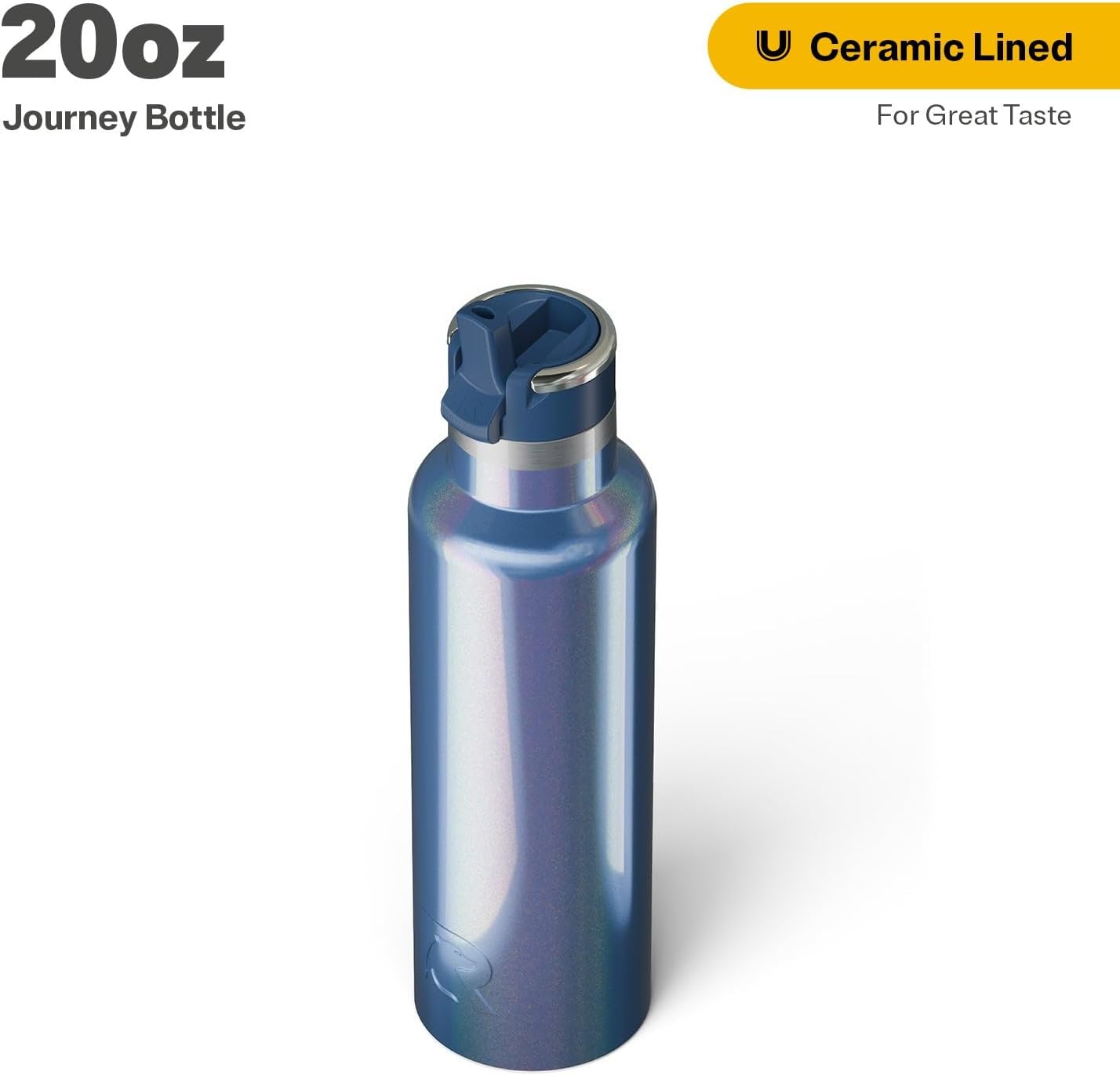 RTIC 20oz Journey Bottle Metal Stainless Steel Vacuum Insulated, BPA Free, Reusable, for Water, Hot and Cold Drinks, Travel, Sports, Camping, Pond Glitter