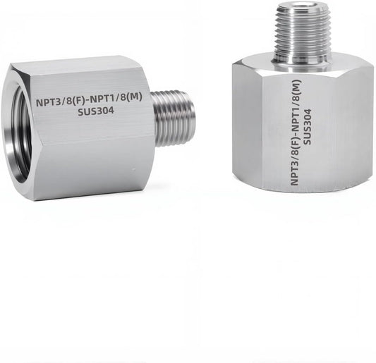 2 pieces Npt3/8 Female to Npt1/8 Male Reducer,3/8-1/8Water pipe Adapter, Fabricate of 304 Stainless Steel