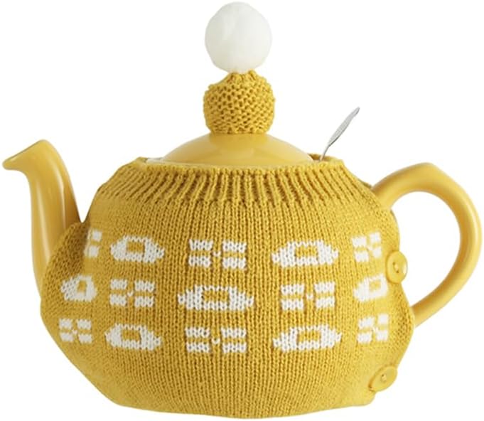 Tea Cozy Suitable for a 600ml,20oz Tea Pot,Teapot Warmer -100% Acrylic Fibers Filling,Two Piece (Yellow)