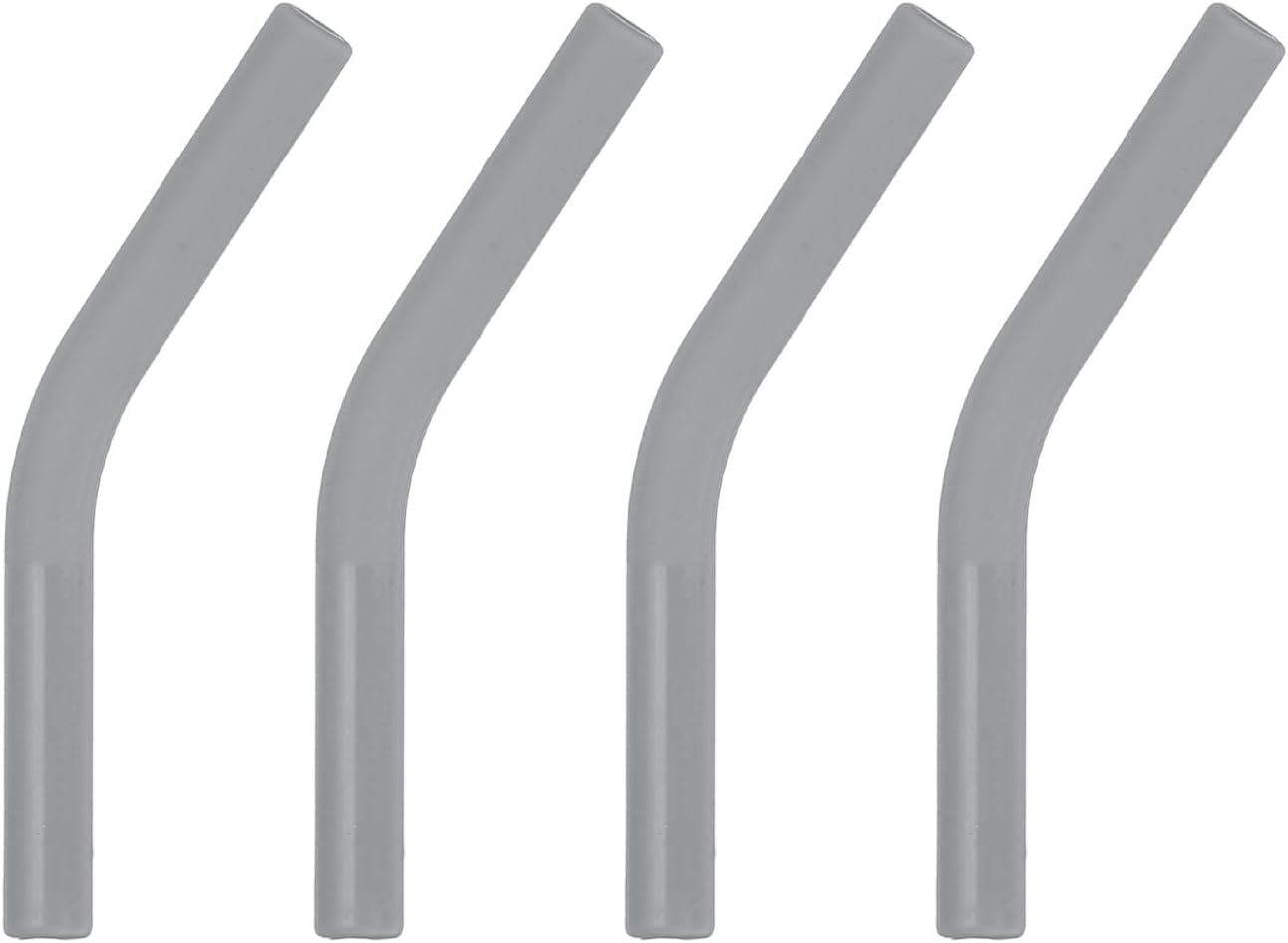 uxcell 4Pcs Silicone Straw Tips, Silicone Straw Elbows Tip, Soft Reusable Metal Straw Covers Fit for 6mm/0.24" OD Stainless Steel Straws, Grey