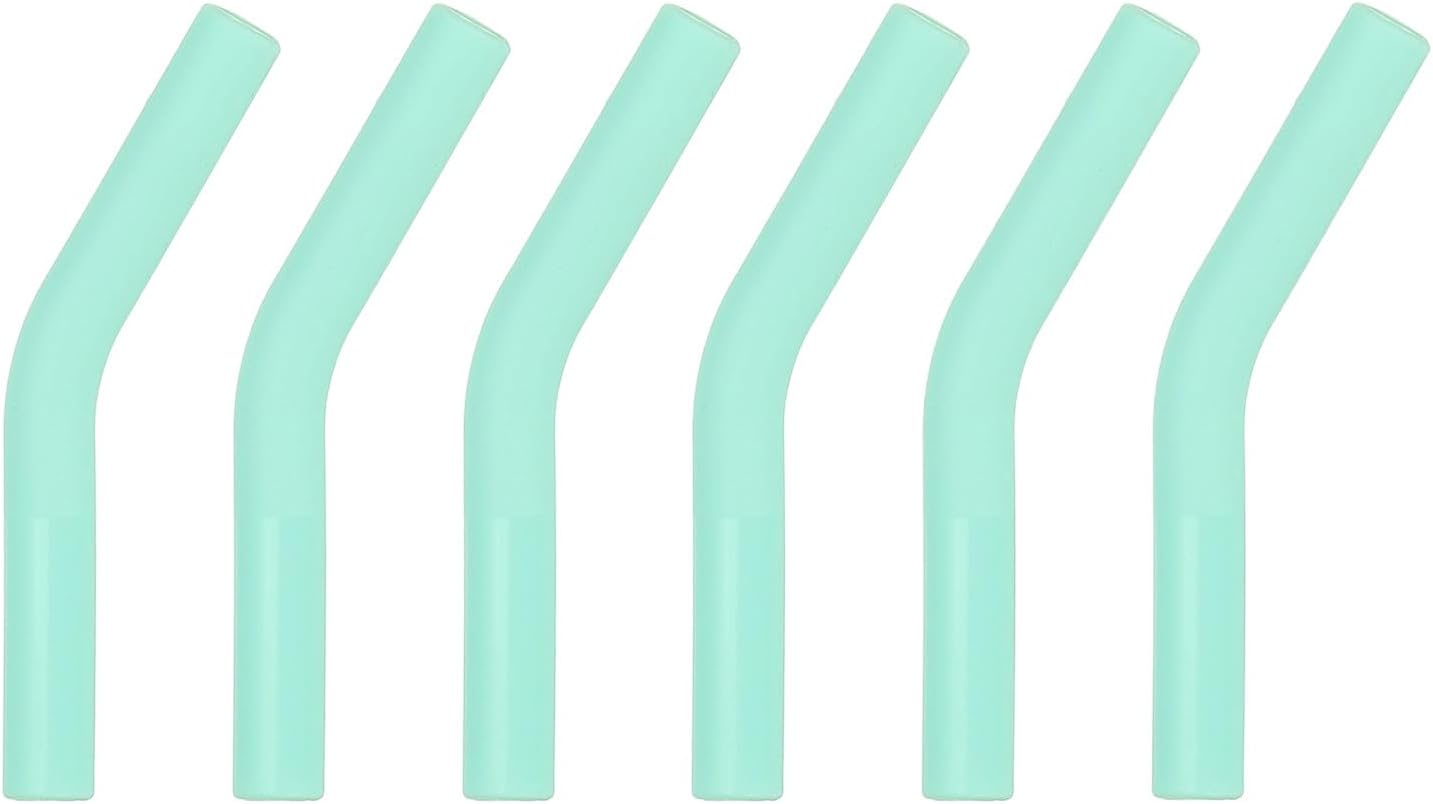 uxcell 6Pcs Silicone Straw Tips, Silicone Straw Elbows Tip, Soft Reusable Metal Straw Covers Fit for 8mm/0.31" OD Stainless Steel Straws, Mint Green