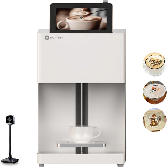 Color Coffee Latte Art Machine EB-FC1 Customized Multi-Color Photo Selfie Printing with Camera Afternoon Tea Cake Desserts DIY Personalized Decoration to Family Friends - White
