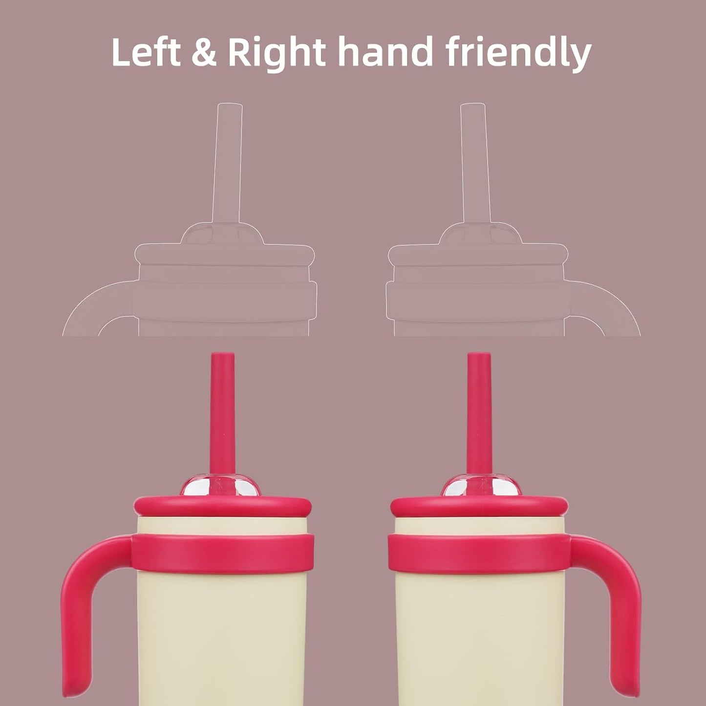 18 oz Tumbler with Side Handle, Insulated Water Bottle with Straw and 2 in 1 Lid, Stainless Steel Cup Travel Coffee Mug for Sports Office Gym,Cream