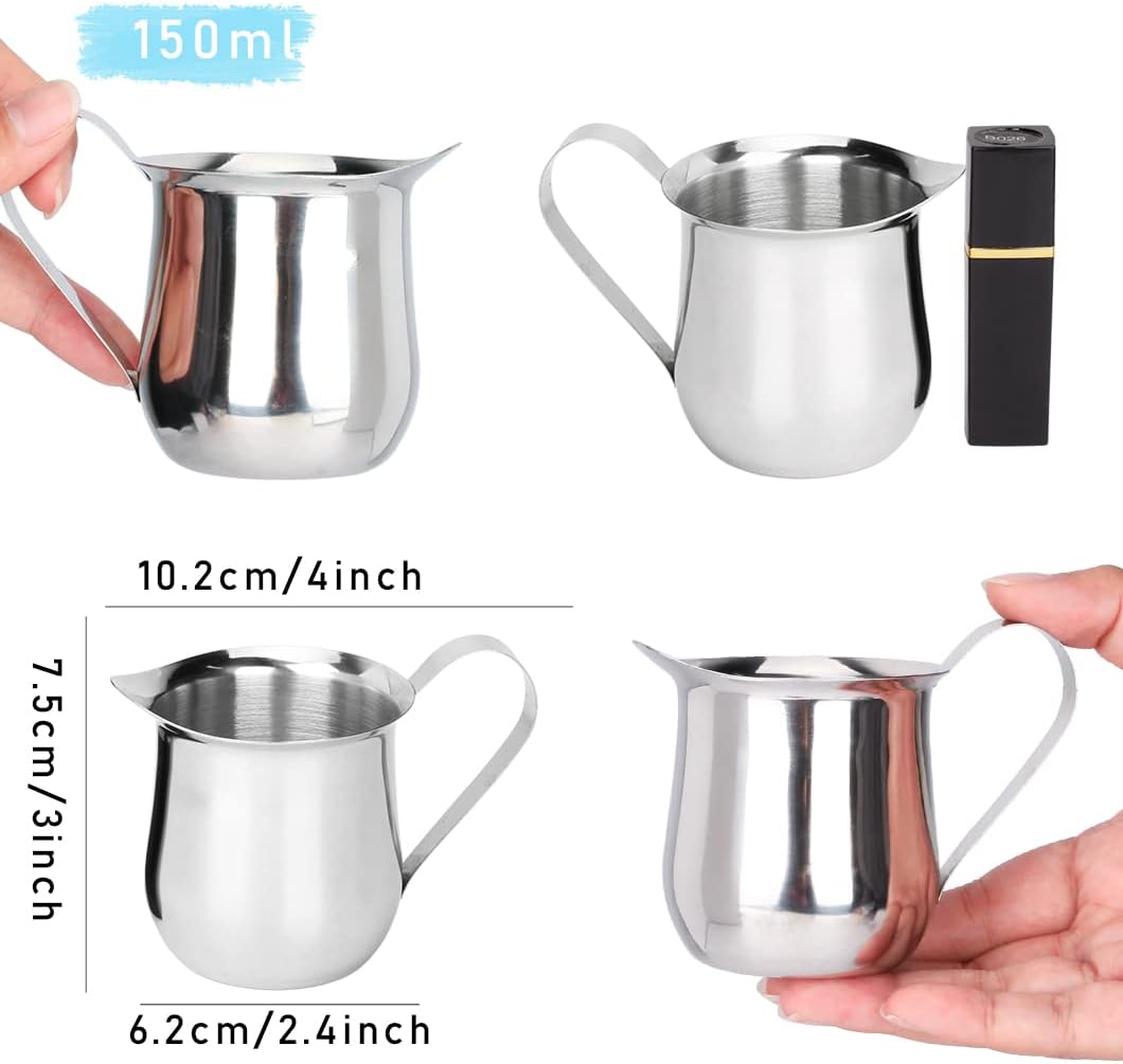 Rolin Roly 150ML Milk Frothing Pitcher Stainless Steel Small Bell-Shaped Creamer Coffee Jug for Barista Cappuccino Espresso Cups Latte Art Pitcher