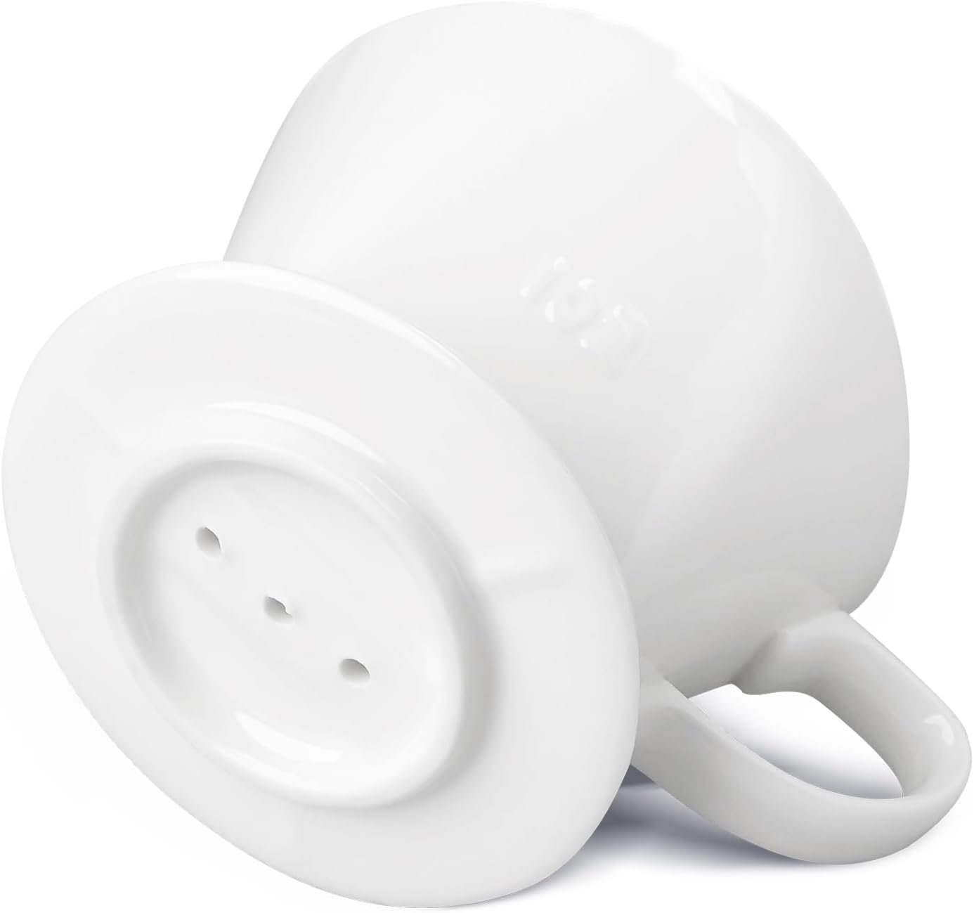 Handmade Pour Over Ceramic Coffee Dripper - Authentic Brewing Experience for Camping, Office, and Home (White)