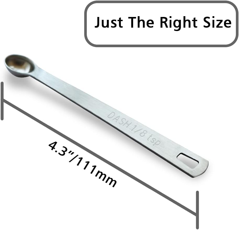 1PCS 1/8 Teaspoon(1/8tsp, 0.625 ml, Dash) Single Tiny Measuring Spoon, Small Individual Stainless Steel Measure Spoons Only