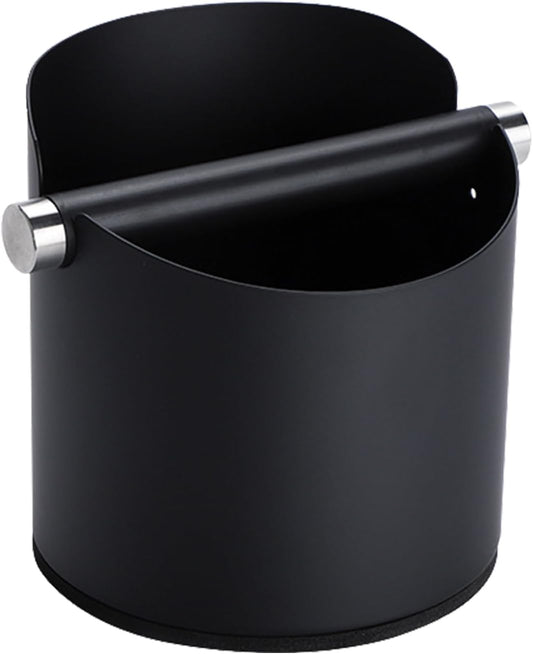 Italian Espresso Knock Box, Stainless Steel, with Detachable Tapping Rod and Anti Slip Rubber Base (Black, 800ml)