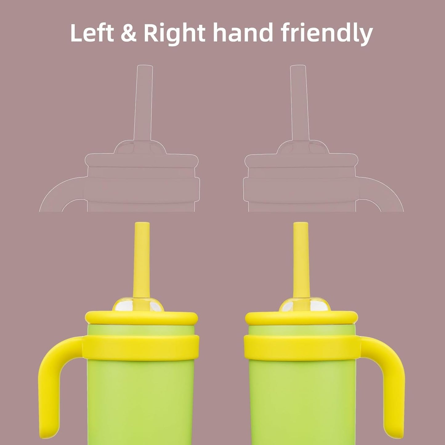 18 oz Tumbler with Side Handle, Insulated Water Bottle with Straw and 2 in 1 Lid, Stainless Steel Cup Travel Coffee Mug for Sports Office Gym,Lime