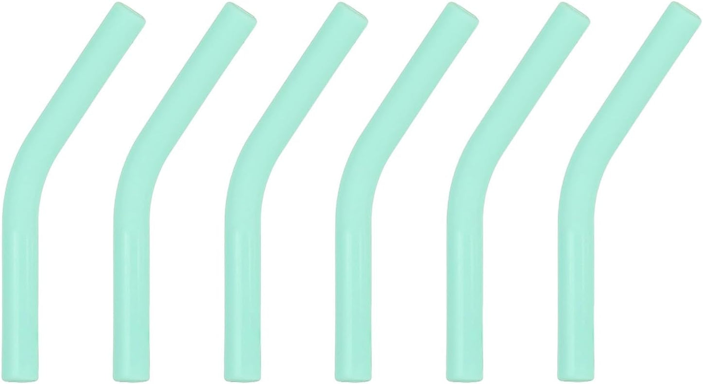 uxcell 6Pcs Silicone Straw Tips, Silicone Straw Elbows Tip, Soft Reusable Metal Straw Covers Fit for 6mm/0.24" OD Stainless Steel Straws, Mint Green