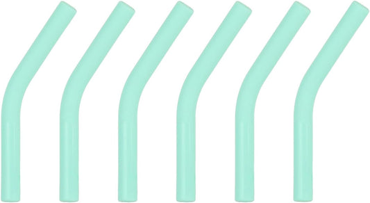 uxcell 6Pcs Silicone Straw Tips, Silicone Straw Elbows Tip, Soft Reusable Metal Straw Covers Fit for 6mm/0.24" OD Stainless Steel Straws, Mint Green