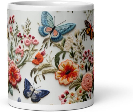 11 OZ Novelty Coffee Mugs - Christmas Gift (Butterfly Flower)