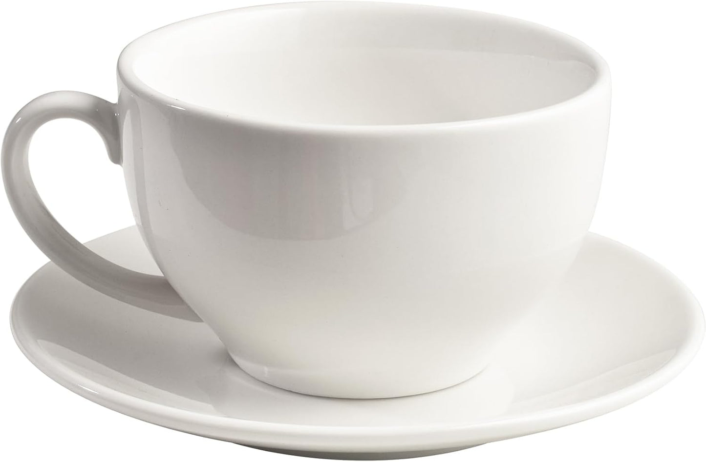 Porcelain Coffee Cup with Saucer 220ml/7.3oz for Cappuccino, Latte, and Tea, Elegant White