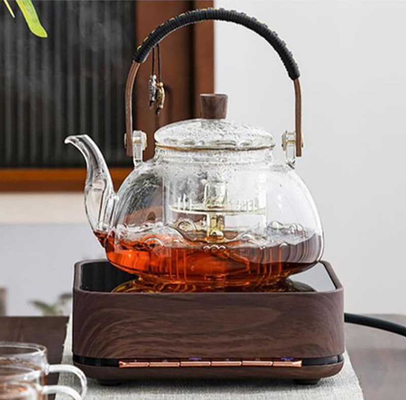 ZENATION Japanese Style 950ml Glass Teapot with Removable Infuser, Stovetop Safe Tea Kettle, Blooming and Loose Leaf Tea Maker Set (Clear)