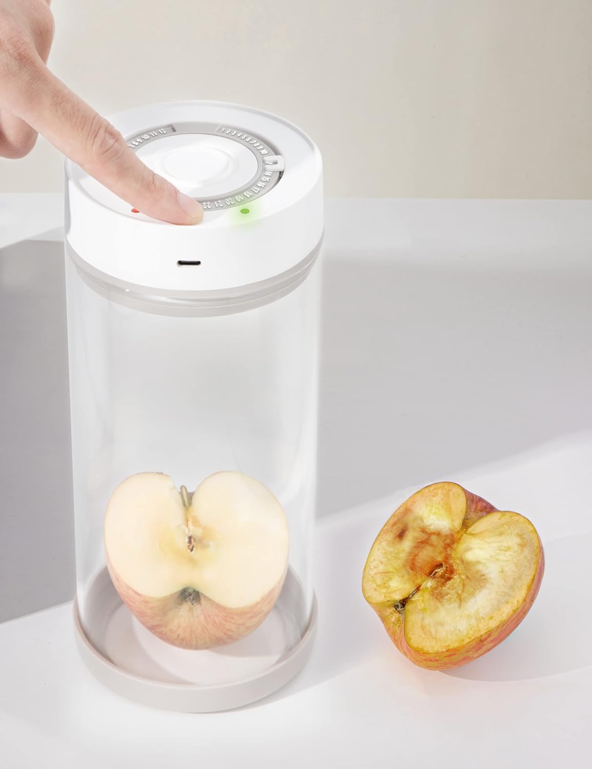 Minidiva Smart Vacuum Container, Automatic Electric Airtight Glass Jar for Food Coffee Storage Meal Prep (White-1350ml-1)