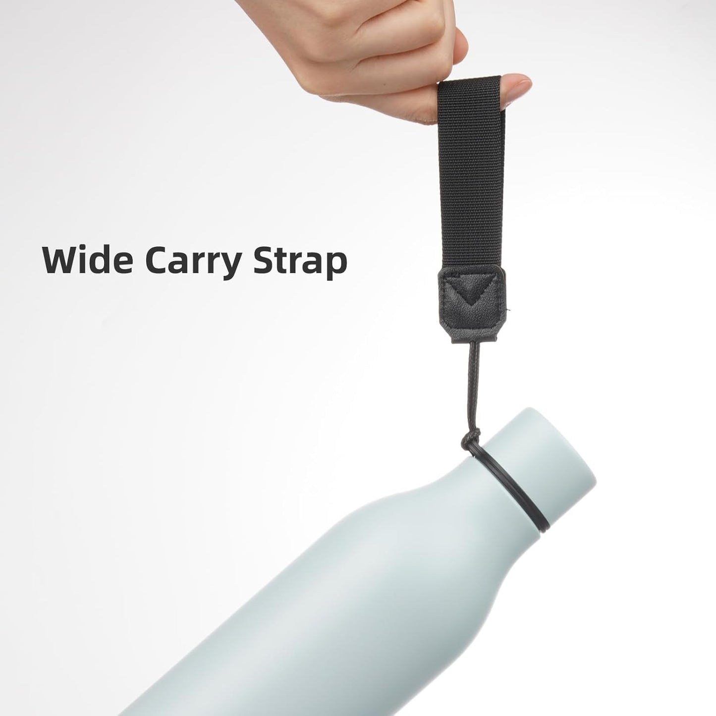 Insulated Water Bottle with Strap,18 oz Double Wall Stainless Steel Vacuum Bottles Metal Water Flask,Foggy Blue