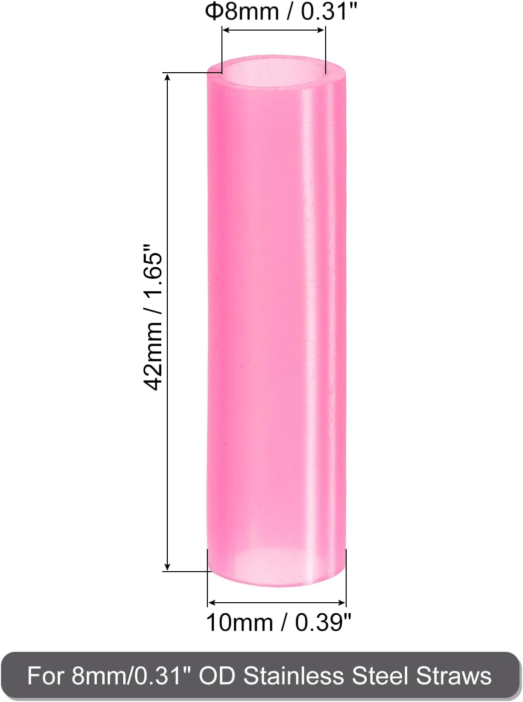 uxcell 20Pcs Silicone Straw Tips, Metal Straw Covers, Soft Reusable Straws Tips Fit for 8mm/0.31" OD Stainless Steel Straws (Pink)