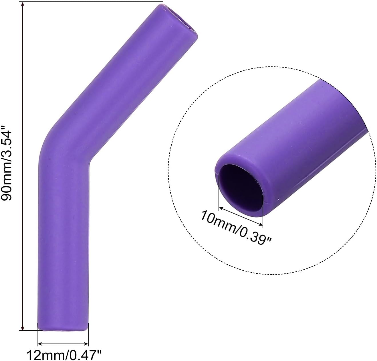 uxcell 6Pcs Silicone Straw Tips, Silicone Straw Elbows Tip, Soft Reusable Metal Straw Covers Fit for 10mm/0.39" OD Stainless Steel Straws, Purple